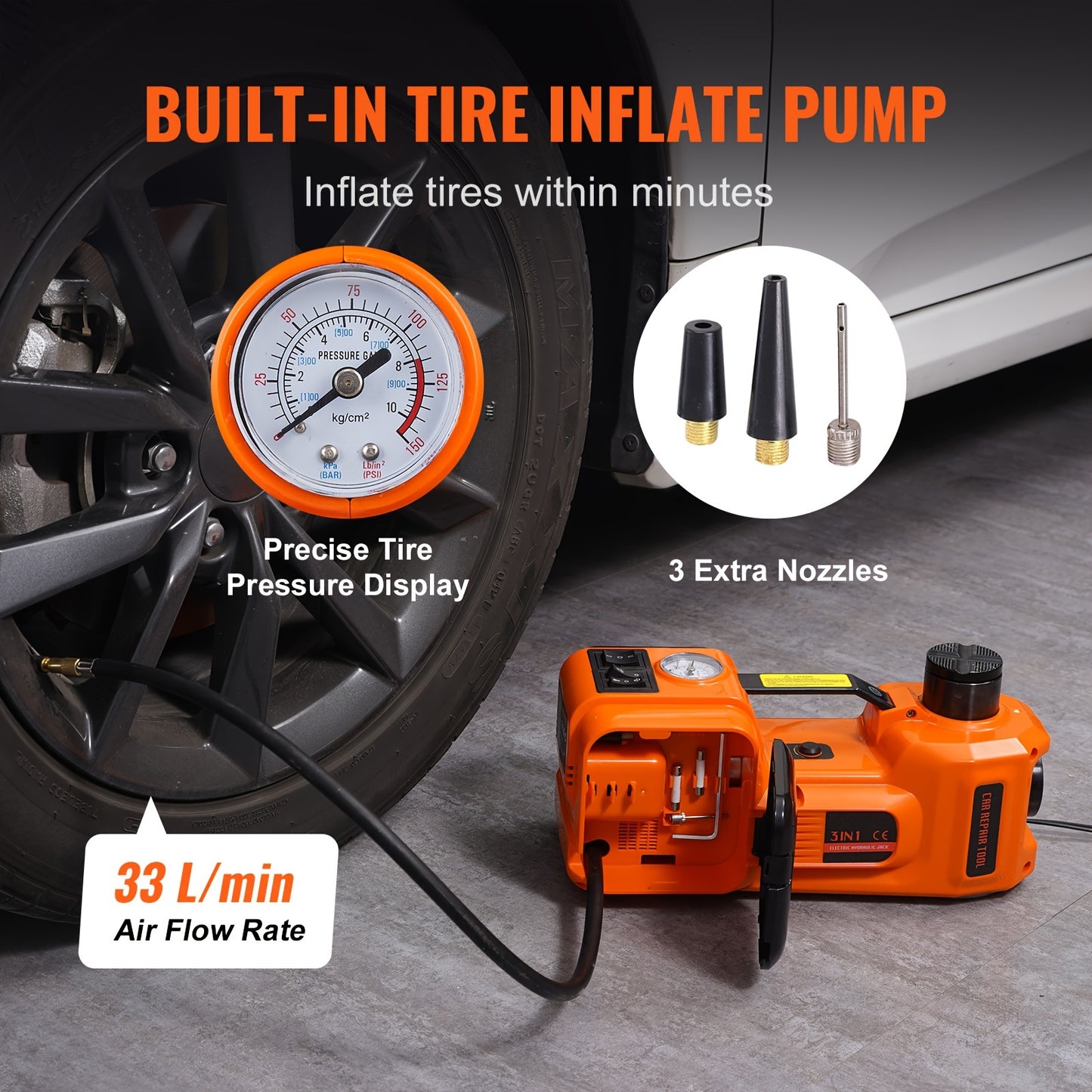 Electric Car Jack – 5 Ton (11023 lbs) Hydraulic Lift with Electric Impact Wrench