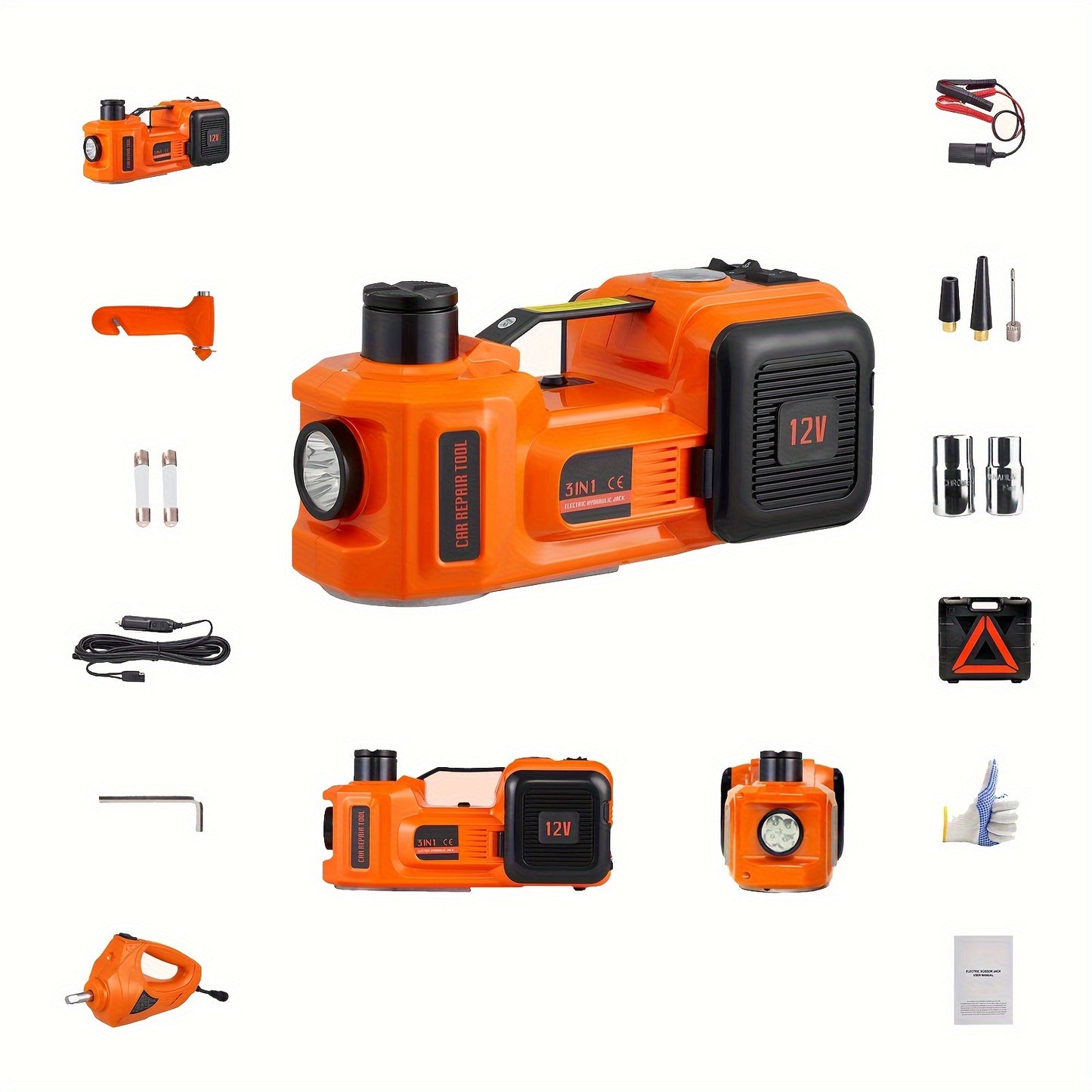 Electric Car Jack – 5 Ton (11023 lbs) Hydraulic Lift with Electric Impact Wrench